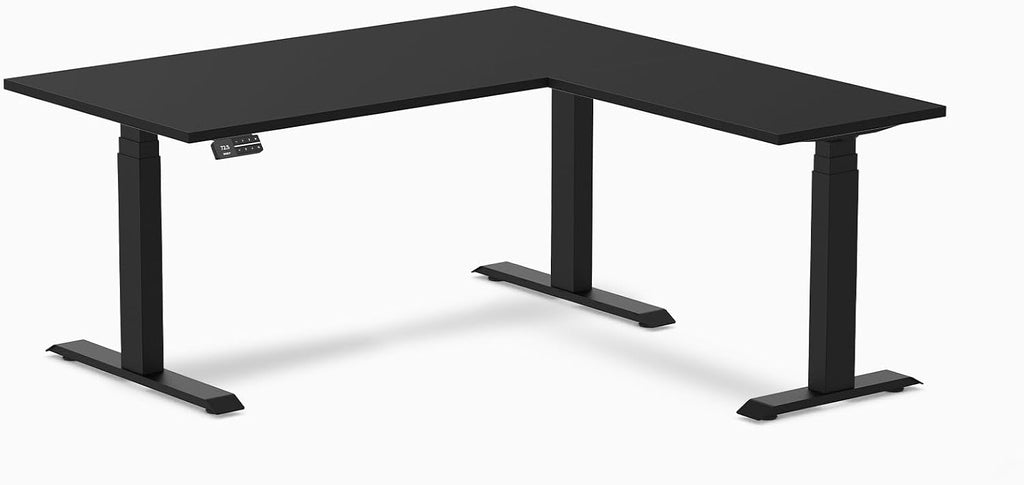 Desky Sigma L-Shape Gaming Desk - 70.9 Inch, Triple Motor Sit-Stand, Height Adjustable up to 49.2 inches, 440 lbs Capacity, 4 Memory Presets, Matte Black Frame