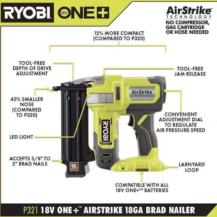 RYOBI 18V ONE+ Cordless Battery 18-Gauge Brad Nailer and Multi-Tool Combo Kit (Tools Only)