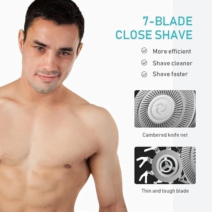 Electric Razor for Men's, 5 in 1 Electric Shaver for Men 7D Floating Cutter Head USB Rechargeable Rotary Shaver Smart Multifunctional Grooming Kit