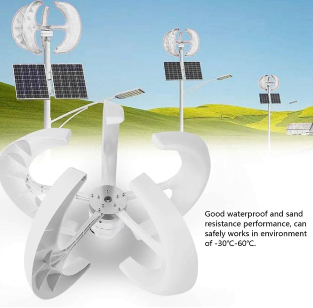 12V,HYZHANHONG 5 Blades Vertical Axis Wind Turbine Generator Kit,3000W 12V/24V/48V/220V Lantern Type Wind Turbine Free Energy Windmill Home Permanent Magnet Generator(White)