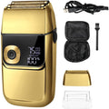 Electric Razors for Men, Electric Foil Shavers for Men All Metal 2 in 1 Foil Trimmer LED Waterproof Shaving Machine 3-Speed Adjustable (Color : Gold)
