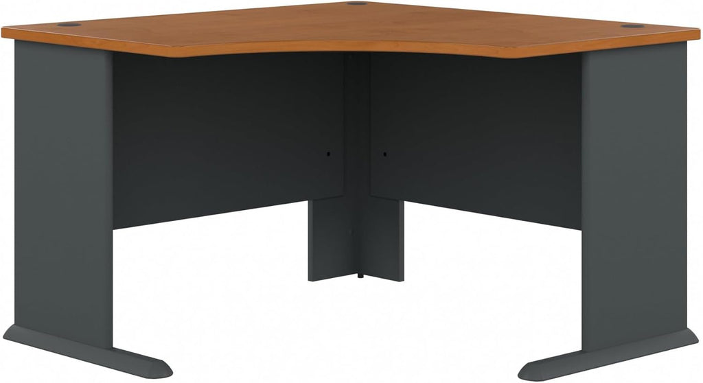 Bush Business Furniture Series A 48W Corner Desk in Natural Cherry and Slate, Compact L Shaped Workstation, Office Desktop Solution for Workspace