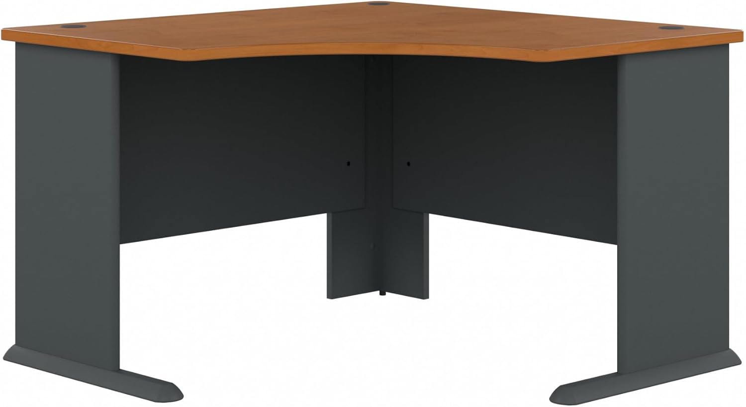 Bush Business Furniture Series A 48W Corner Desk in Natural Cherry and Slate, Compact L Shaped Workstation, Office Desktop Solution for Workspace