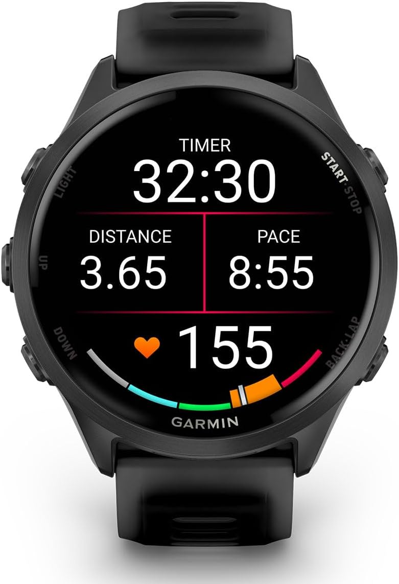 PlayBetter Garmin Forerunner 570 (47mm, Slate Gray/Translucent Black) Advanced GPS Running and Triathlon Smartwatch Bundle HD Screen Protectors & Wireless Earbuds