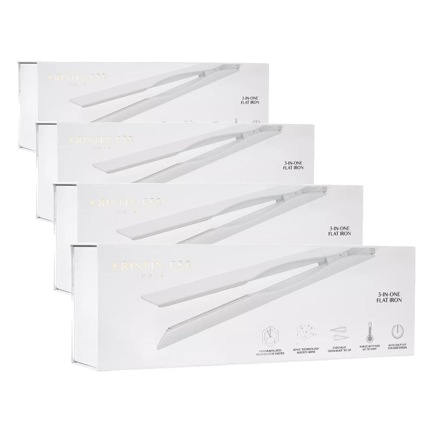 Kristin Ess 3-in- Professional Titanium Hair Straightener Curler 2 in 1,Beach Waver Combo for Women with Curly,Frizzy, Thick Hair-1 1/4 Inch Dual Voltage Flat Iron,Travel Cap - 440 Degree (Pack of 4)