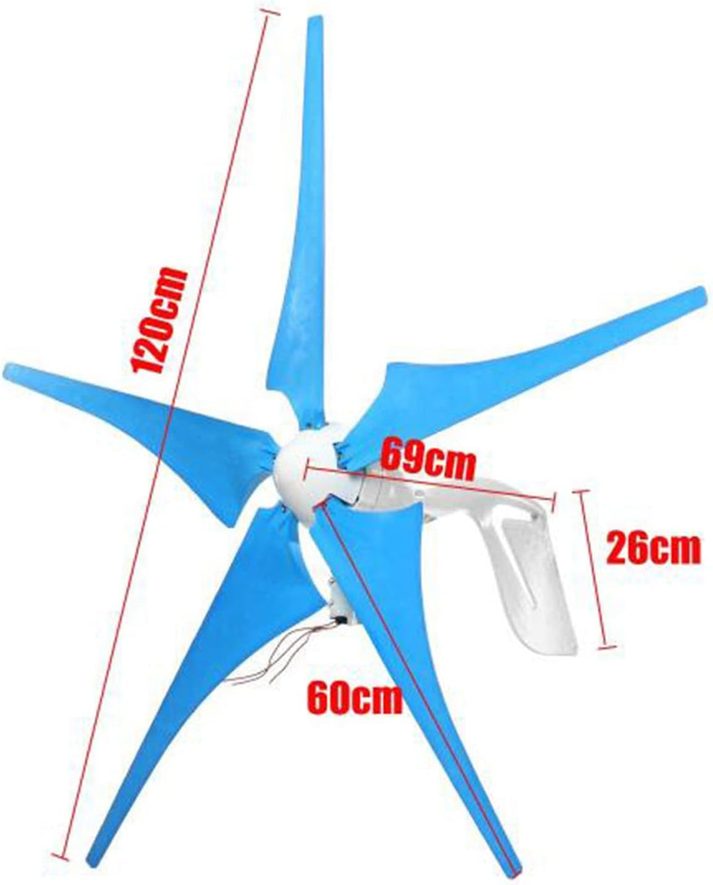 12V/24V/48V DC Windmill Power Generator Kit, 3000W 5-Blade Automatically Adjust The Windward, 3 Phase AC Permanent Magnet Generator Kit with Controller(White)