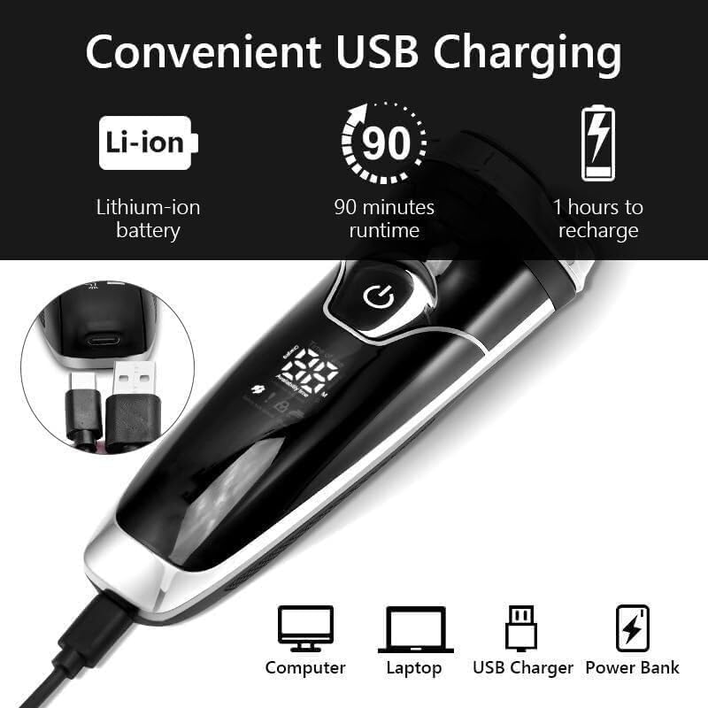 Electric Razor for Men, Electric Shaver Waterproof Fast Charging Men's Shaver Rechargeable Razor Beard Trimmer Shaving Machine