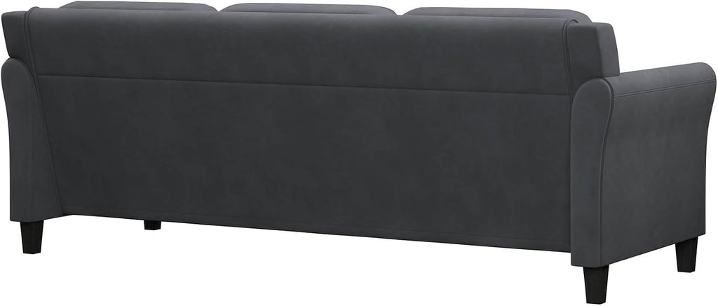 Studio Living Harrington 80.3' Sofa, Transitional Modern, Pocket Coil Comfort, Easy Assembly, Microfiber Fabric, Dark Grey