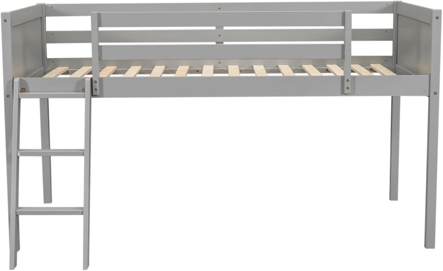 SOFTSEA Low Loft Bed with Ladder Juniors Loft Bed Frame with Under-Bed Storage