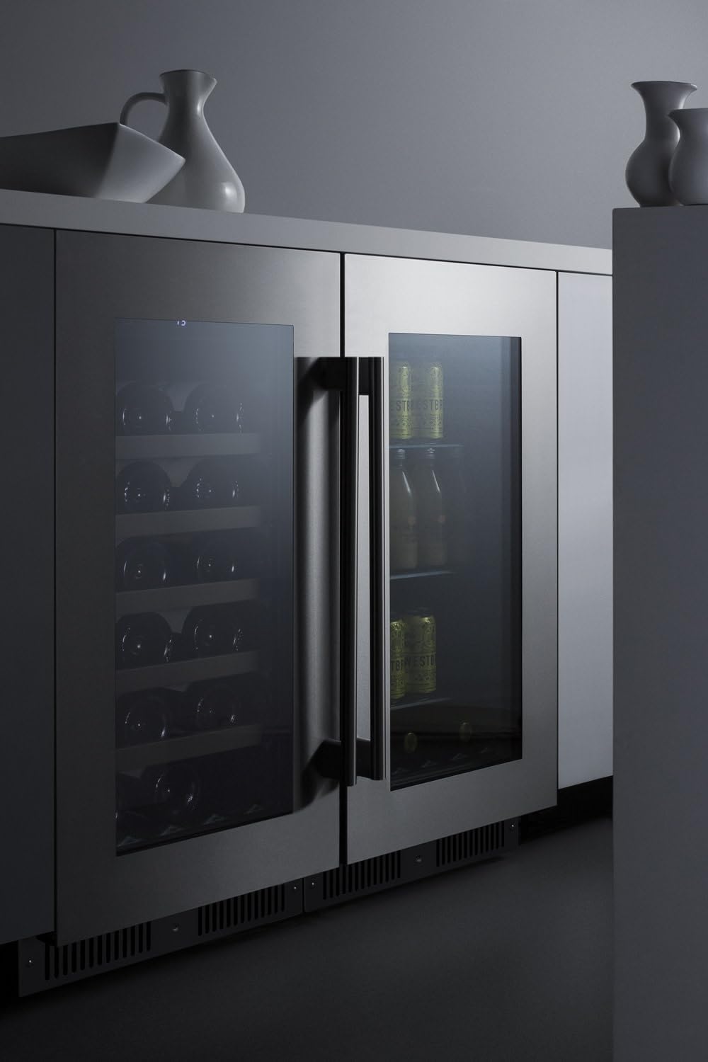 Summit 18' Wine Cellar, Built in Wine Refrigerator, 29 Bottle Capacity, Single Zone Wine Cellar, Stainless Steel & Glass- CL18WC