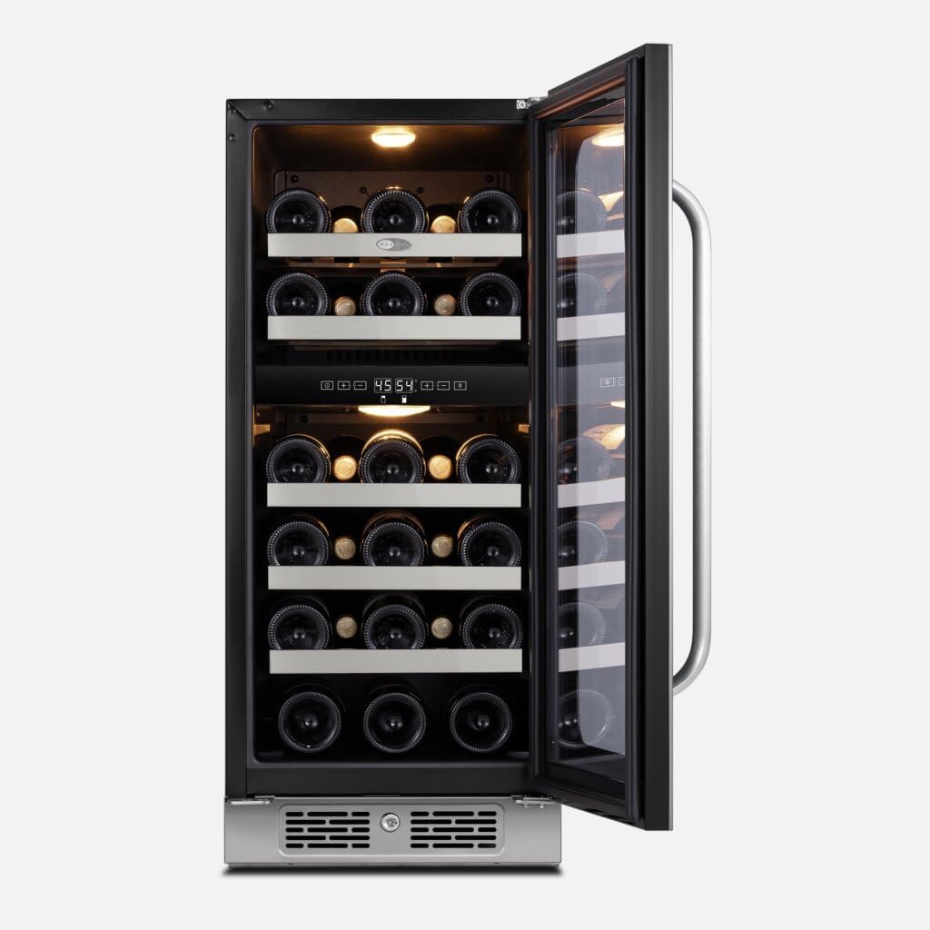 Whynter BSR-029DW 15 inch Built-ln 29 Bottle Undercounter Stainless Steel Wine Fridge with Reversible Door, Digital Control, Lock, and Carbon Filter