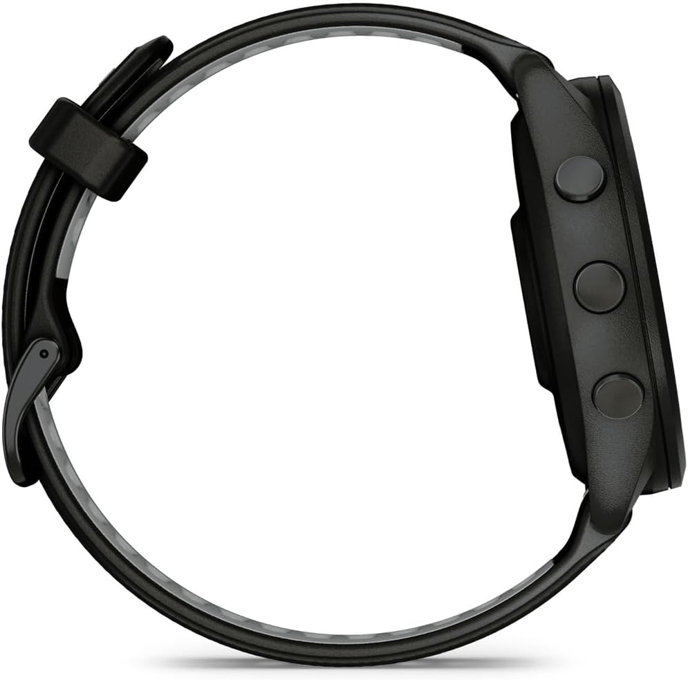 Garmin 010-02810-00 Forerunner 265 GPS Smartwatch, Black/Powder Gray | Official USA Partner Model | Bundle with Sport Towel + Deco Essentials Wearable Commuter Front & Rear Safety Light