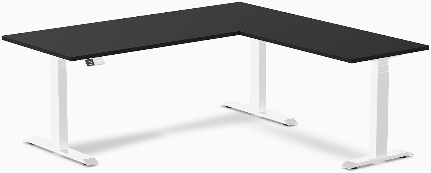 Desky Sigma L-Shape Gaming Desk - 59 Inch, Triple Motor Sit-Stand, Height Adjustable up to 49.2 inches, 440 lbs Capacity, 4 Memory Presets, Gray Frame