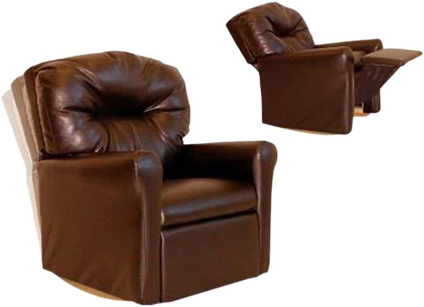 Contemporary Brown Leather Like Rocker Recliner