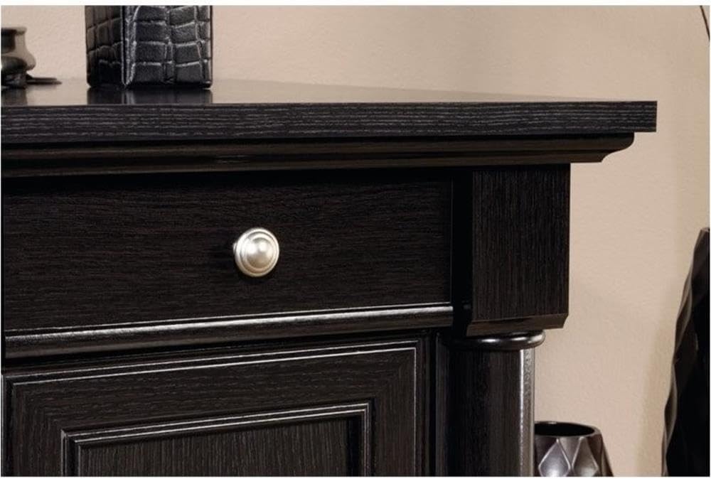 BOWERY HILL L-Shape Home Office Executive Desk with Large Drawers, Letter Size Hanging File Drawer and CPU Tower in Wind Oak Finish