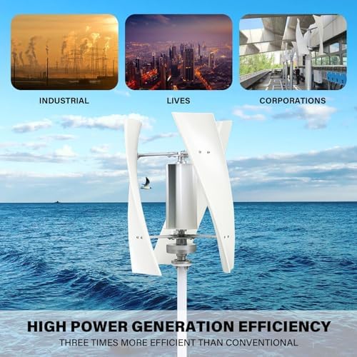 1000W Portable Vertical Wind Turbine Generator - 3-Blade Helix Design, Charge Controller, Ideal for Marine, RV, Home, Industrial Power Solutions, 48V Renewable Energy