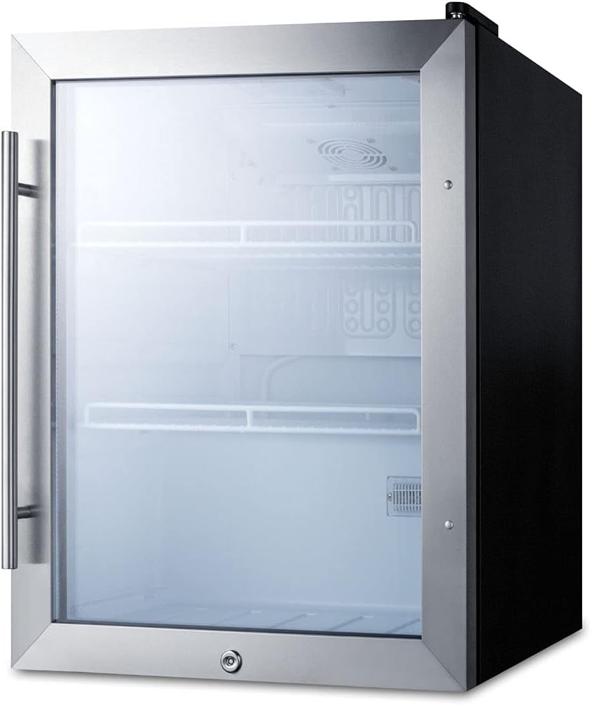 Summit Appliance SCR314L Compact Beverage Center; 2.1 cu.ft; Automatic Defrost; Interior LED Light; Adjustable Thermostat; Sealed Back Front Lock