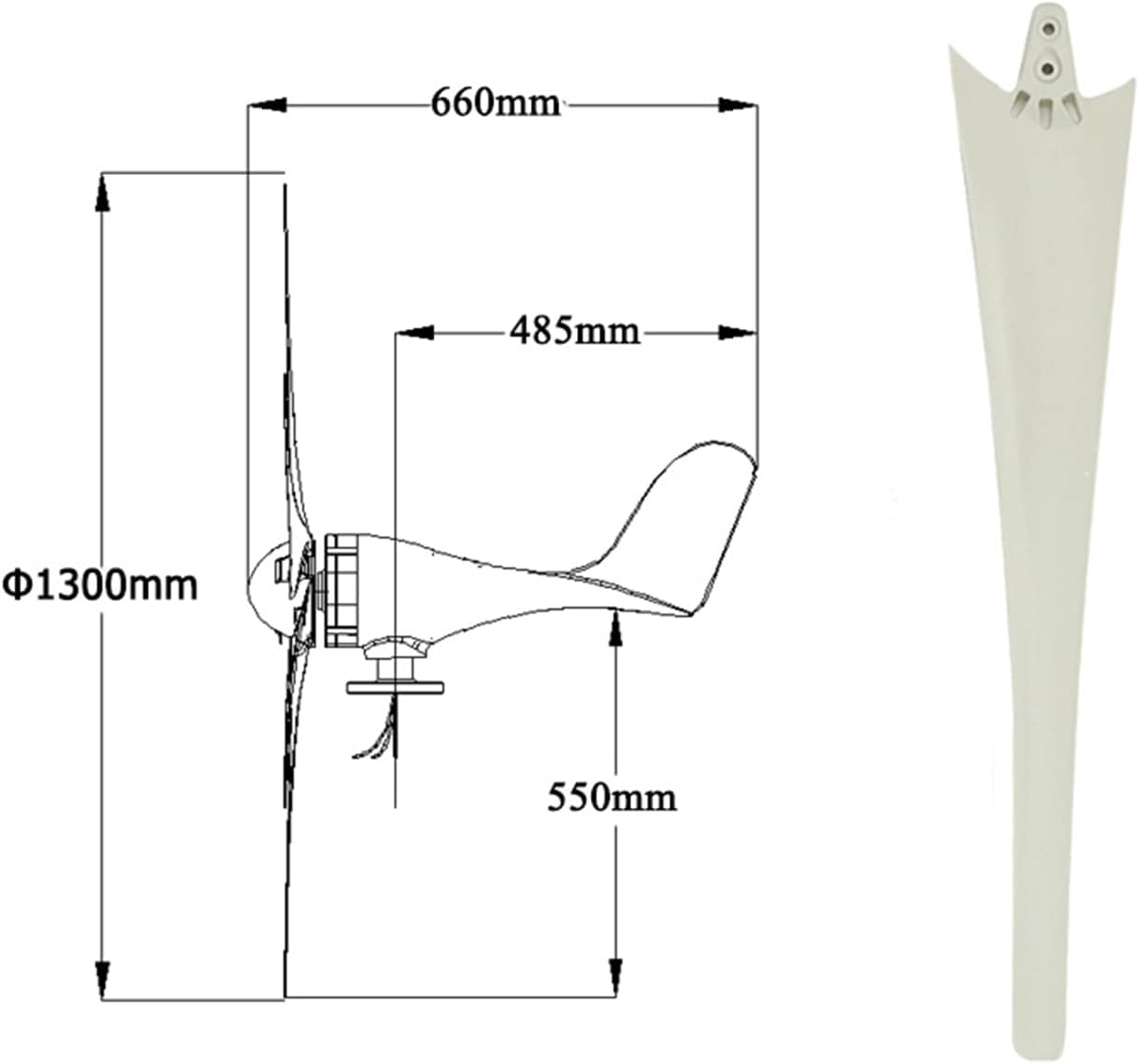6 Blades Horizontal Wind Turbine Generator,1000W 12V Wind Turbine Power Generatorwith MPPT Charger Controller for Hybrid Wind Solar System(White)