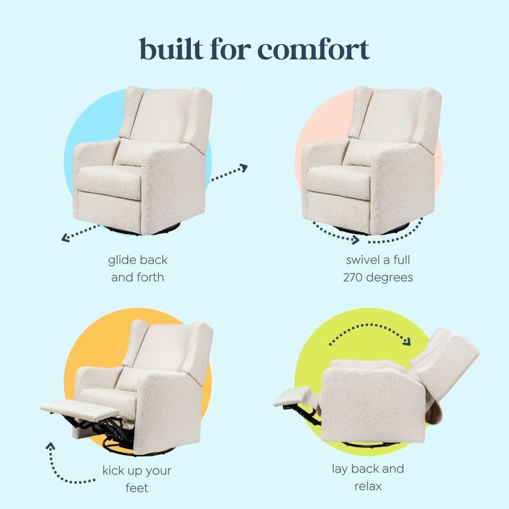 Carter's Arlo Glider Recliner Nursery Chair - Water & Stain Resistant Glider Rocking Chair for Nursery - GREENGUARD Gold, FSC & Certi-PUR US Certified - Cozy Cream Swivel Rocker Recliner Chair