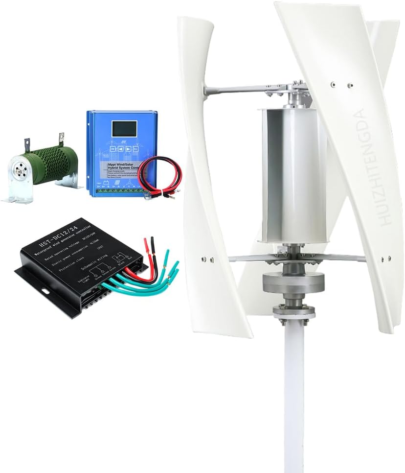 3000W Wind Turbine Generator Kit, 12V 24V 48V 220V 3 Blade Vertical And Noiseless Wind Power Generator Kit for Home, Monitoring, Street Lighting,220v