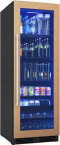 Zephyr 24 Inch Panel-Ready Wine Fridge & Beverage Refrigerator Single Zone Full Size - Tall Wine Cooler Cellars Large Bar Drink Freestanding w/Glass Door - 266x12oz cans & 14x750 ml bottles