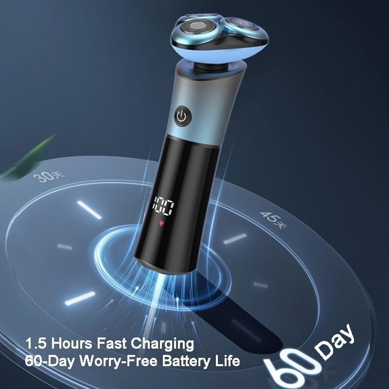 Electric Shavers for Men, Men's Electric Shaver 3D Floating Blade Washable Type-C Rechargeable Razor Waterproof Digital Display Face Shaving Beard Machine