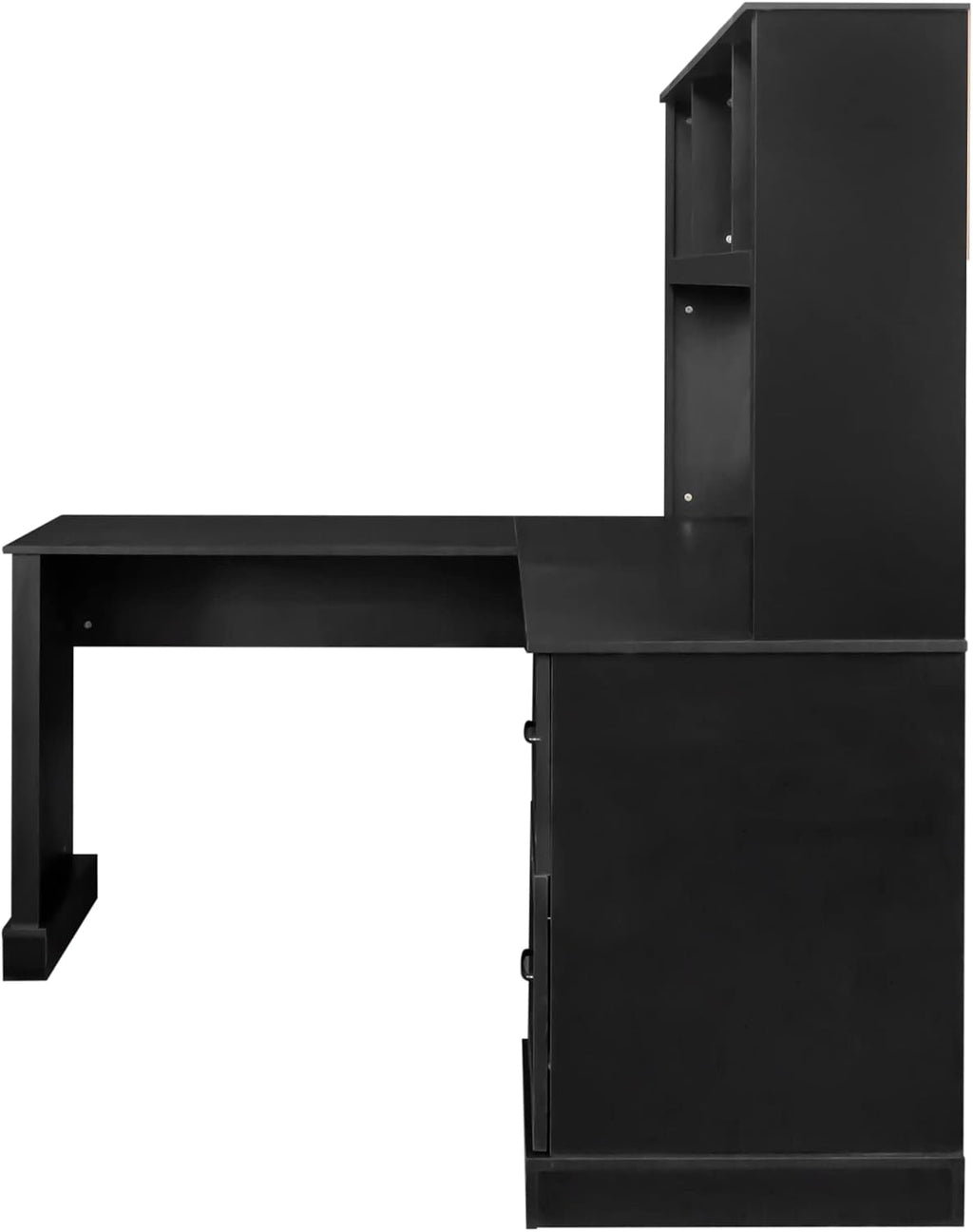Bellemave L Shaped Computer Desk with Hutch, Home Office Desk with Drawers and Bookshelf, Corner Desk, Study Table Writing Desk with Storage, Easy Assemble, Antiqued Black