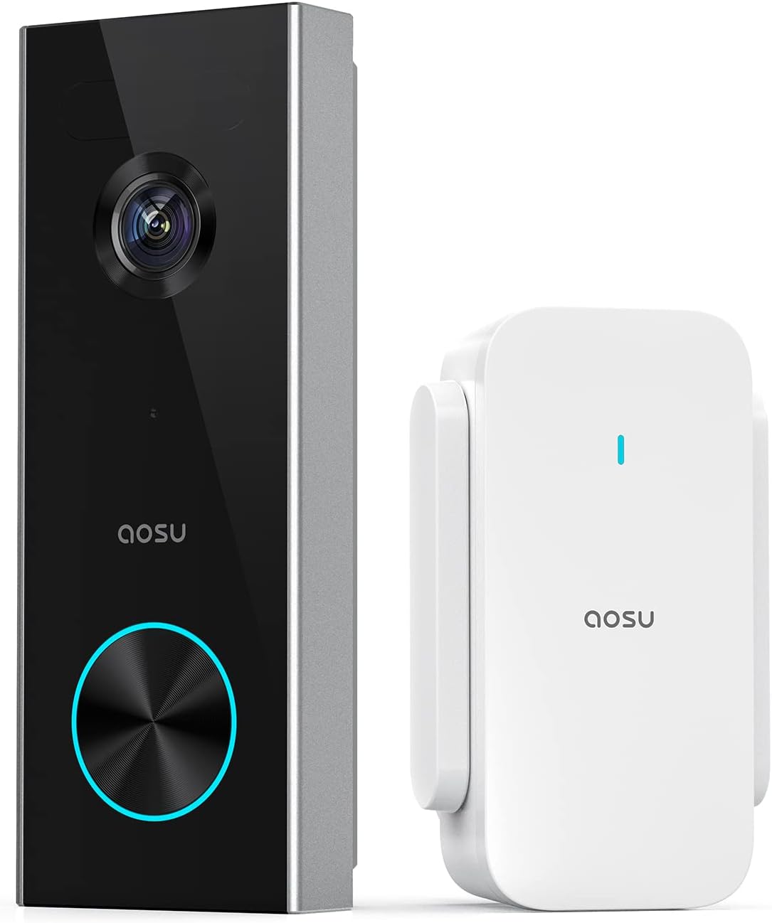 AOSU Solar Security Cameras Wireless Outdoor, 2 Cam Kit 5MP Doorbell Camera Wireless, No Subscription, No Monthly Fee.