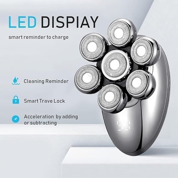 Electric Razor for Men's, 5 in 1 Electric Shaver for Men 7D Floating Cutter Head USB Rechargeable Rotary Shaver Smart Multifunctional Grooming Kit
