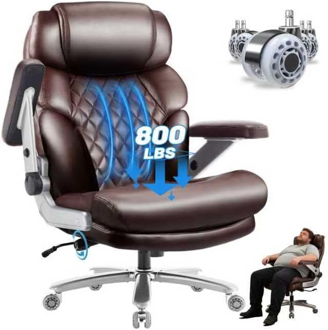 800LBS Big and Tall Office Chair for Heavy People, Heavy Duty Executive Chair with High Back, Extra Wide Seat and Adjustable Lumbar, Large Computer Desk Chair with 5D Flip Arms for Home Office