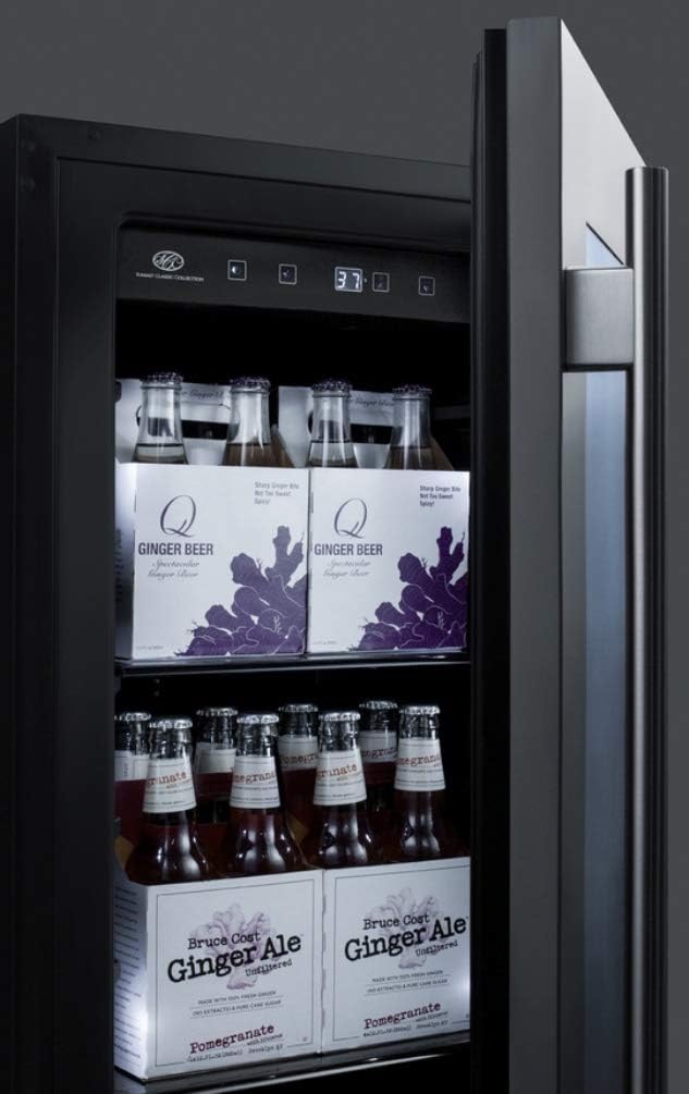 Summit Appliance CL181WBVCSS 18' Wide Built-in Beverage Center with Seamless Stainless Steel Trimmed Glass Door and Stainless Steel Wrapped Cabinet, Digital Thermostat, Automatic Defrost