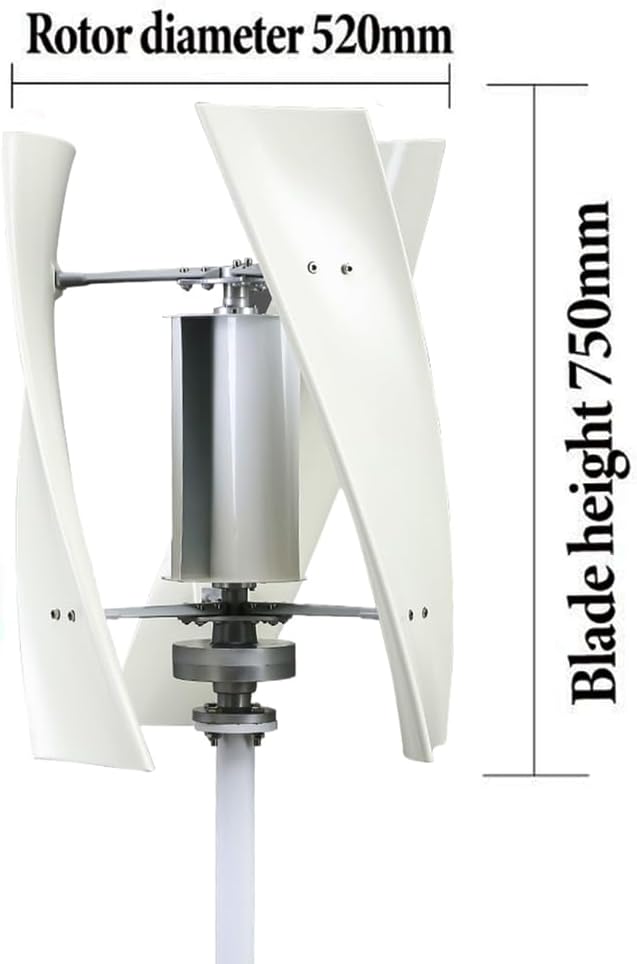 New Energy Outdoor Vertical Wind Turbine Generator Kit, 3000W 12V 24V 48V Low Noise Energy Generator with Controller Low Wind Speed Start Rooftop Wind Turbine