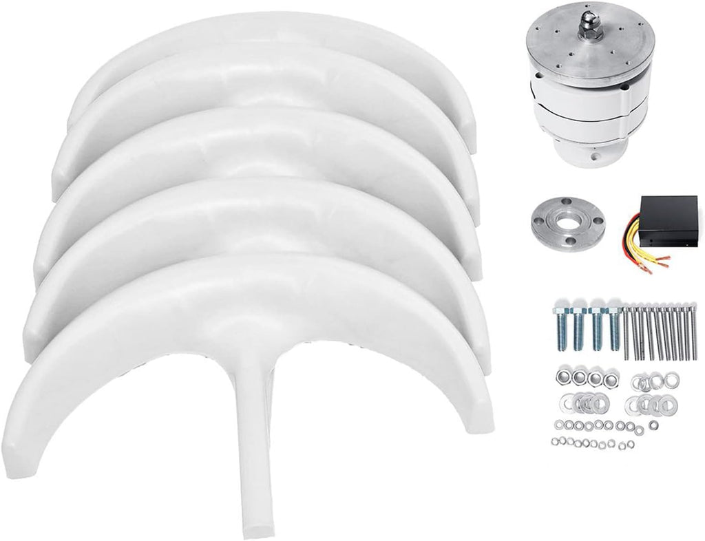 Vertical Axis Lantern Wind Turbines Generator,3000W 12V 24V 48V 5 Blades AC Portable Energy Wind Turbines Generator Kit No Noise for Home Camping (White)