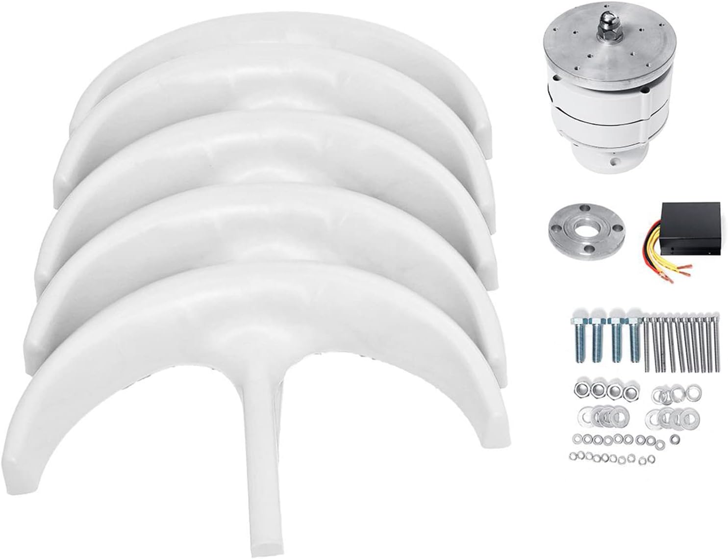 Vertical Axis Lantern Wind Turbines Generator,3000W 12V 24V 48V 5 Blades AC Portable Energy Wind Turbines Generator Kit No Noise for Home Camping (White)