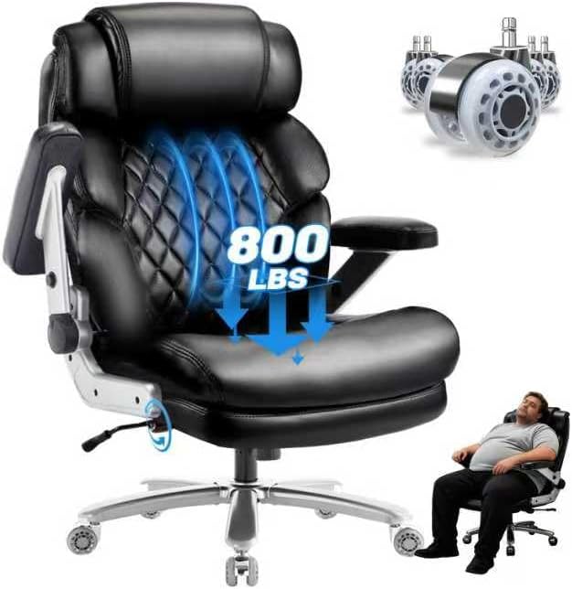 800LBS Big and Tall Office Chair for Heavy People, Heavy Duty Executive Chair with High Back, Extra Wide Seat and Adjustable Lumbar, Large Computer Desk Chair with 5D Flip Arms for Home Office