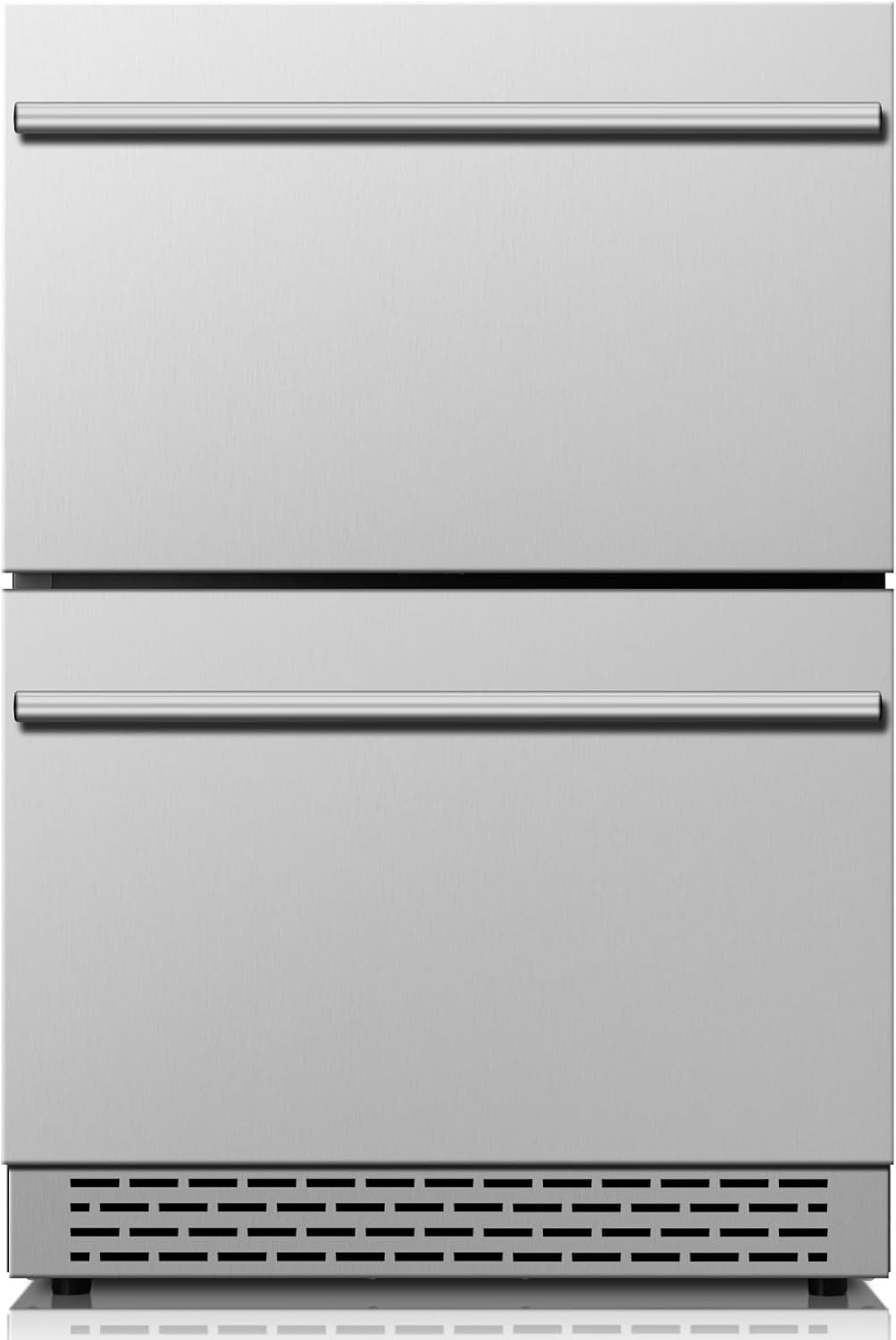 24 Inch Beverage Refrigerator, Under Counter Double Drawer Fridge for Drink Soda Beer, 37-64°F, Freestanding/Built-in Stainless Steel Beverage Cooler for Home Outdoor Commercial Use