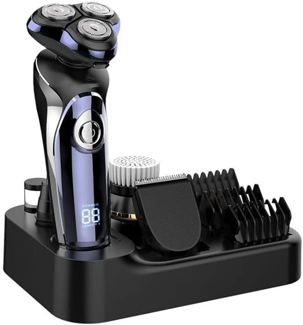 Electric Shavers,Rechargeable Wet/Dry Electric Shaver with Trimmer Attachment,Multifunctional Shaver LCD Full Body Washing Electric Shaver Men Shaver Rechargeable Home Barber Kit