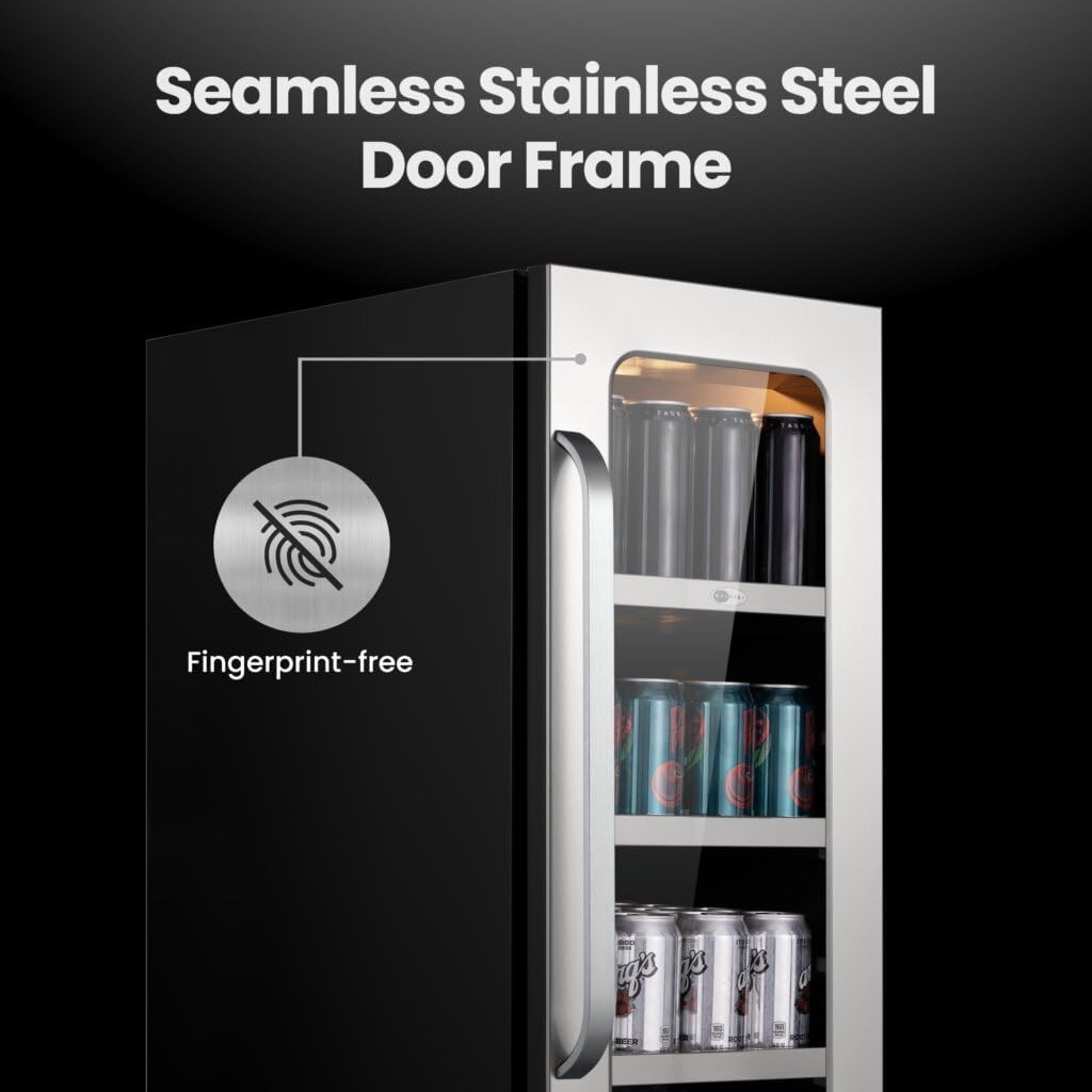 Whynter BSR-080SB 15 inch Built-ln 80 Cans Undercounter Stainless Steel Beverage Fridge with Reversible Door, Digital Control, Lock, and Carbon Filter
