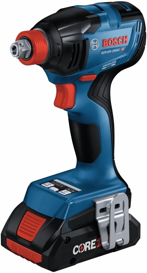 Bosch GXL18V-227B25 18V 2-Tool Combo Kit with Connected-Ready Two-In-One 1/4 In. Bit/Socket Impact Driver/Wrench, 1/2 In. Hammer Drill/Driver and (2) CORE18V® 4 Ah Advanced Power Batteries
