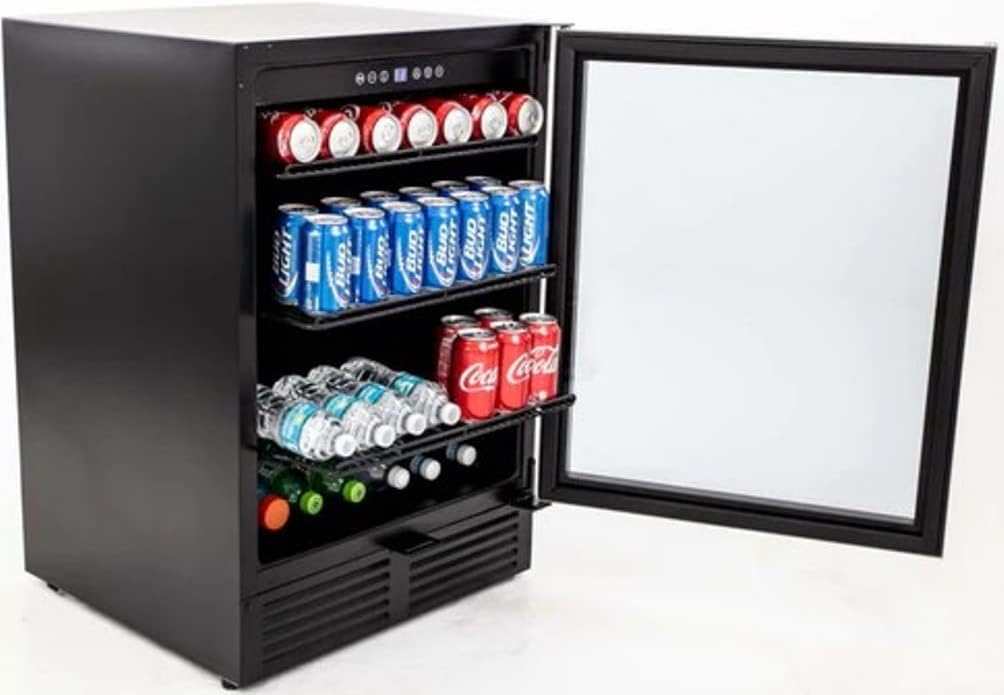 Avanti Beverage Refrigerator with Digital Temperature Control with Locking Door, Holds Up to 130 Cans and Bottles, Black