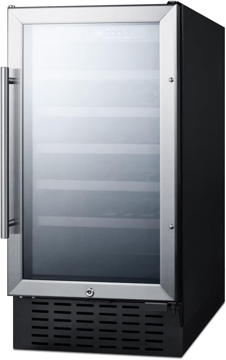 Summit 18' Wine Cellar, 34 Bottle, 3.3 cu.ft. Capacity, ADA Compliant Stainless Steel & Glass- SWC1840BADA