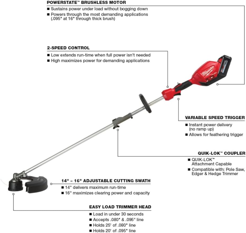 Milwaukee M18 Fuel 18-Volt Lithium-Ion Brushless Cordless Quik-LOK String Trimmer/Blower Combo Kit with Battery & Charger (2-Tool) 3000-21