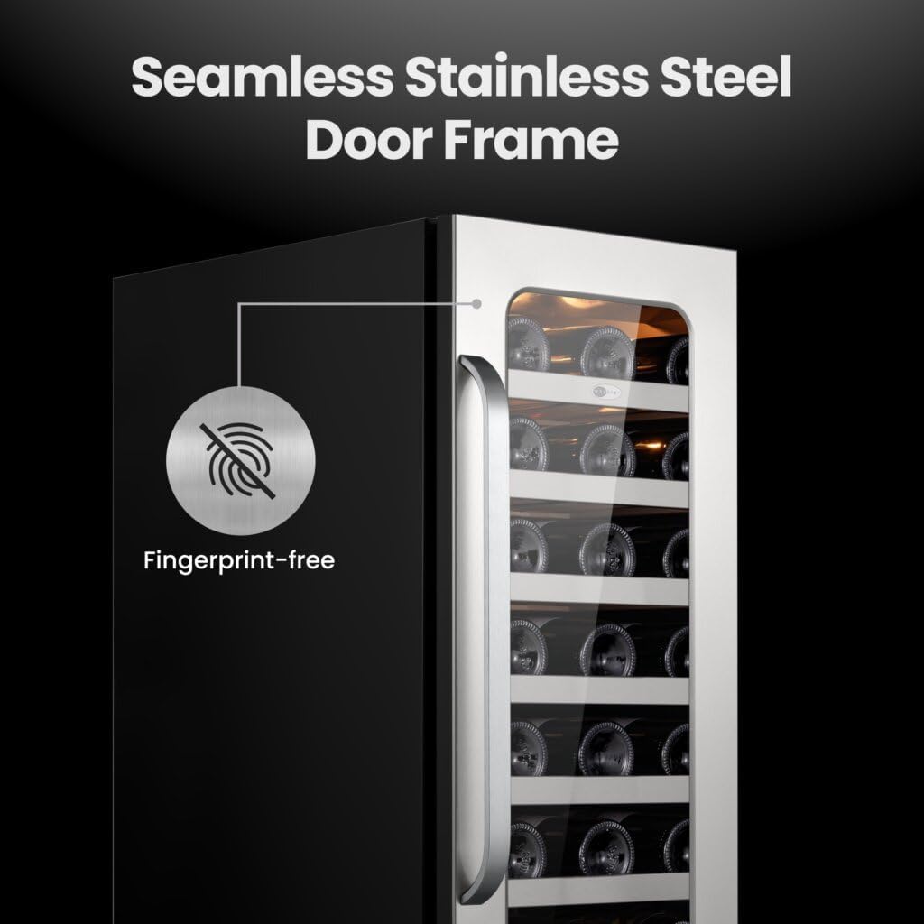 Whynter BSR-033SW 15 inch Built-ln 33 Bottle Undercounter Stainless Steel Wine Fridge with Reversible Door, Digital Control, Lock, and Carbon Filter