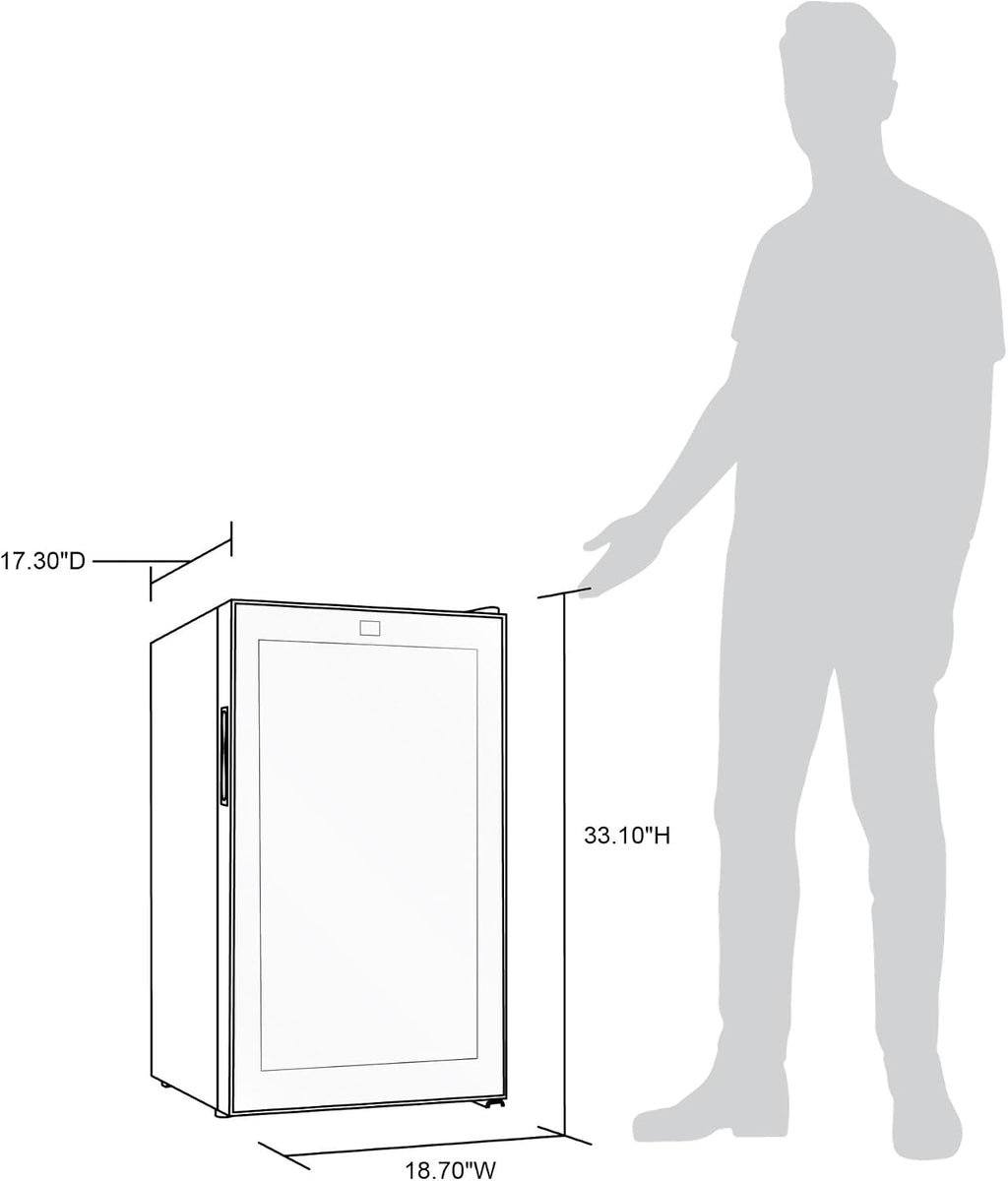 Newair 34 Bottle Wine Cooler Refrigerator | Shadow Series | Freestanding Mirrored Wine and Beverage Fridge with Double-Layer Tempered Glass Door & Compressor Cooling For Reds, Whites, & Sparkling Wine