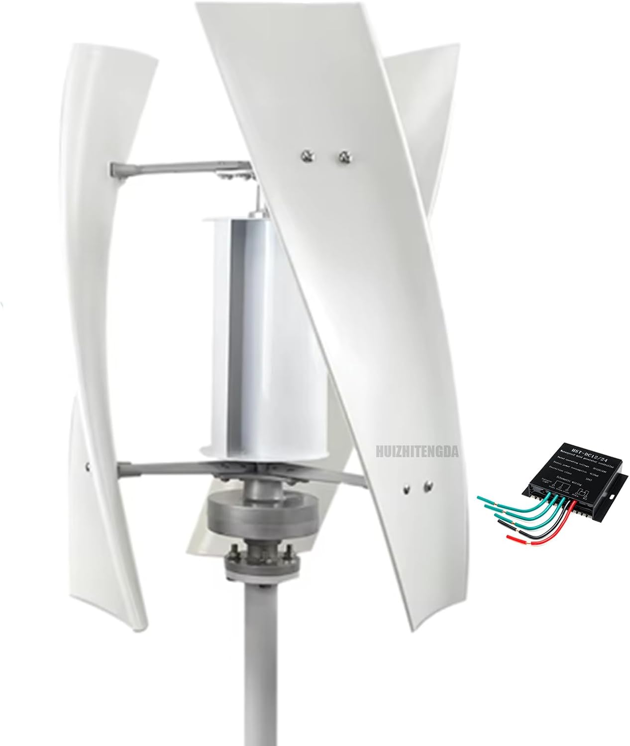 Wind Turbine Generator, 3000W 12V 24V 48V 220V Portable Vertical Helix Wind Power Turbine Kit with Charge Controller Suitable for Outdoor Courtyard Use,24v