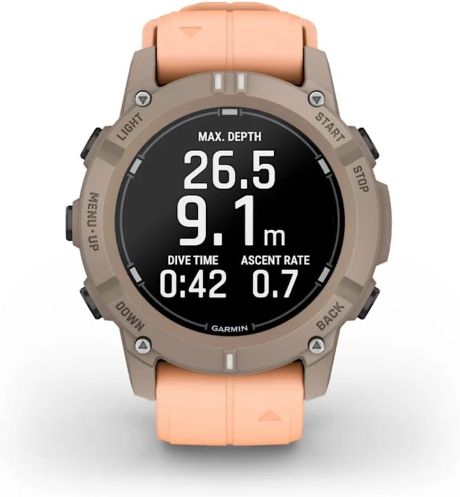 Garmin Descent G2 Watch-Style Dive Computer Smartwatch, Diving Paloma with Shell Pink Band, AMOLED Display, Diving PowerBank Bundle