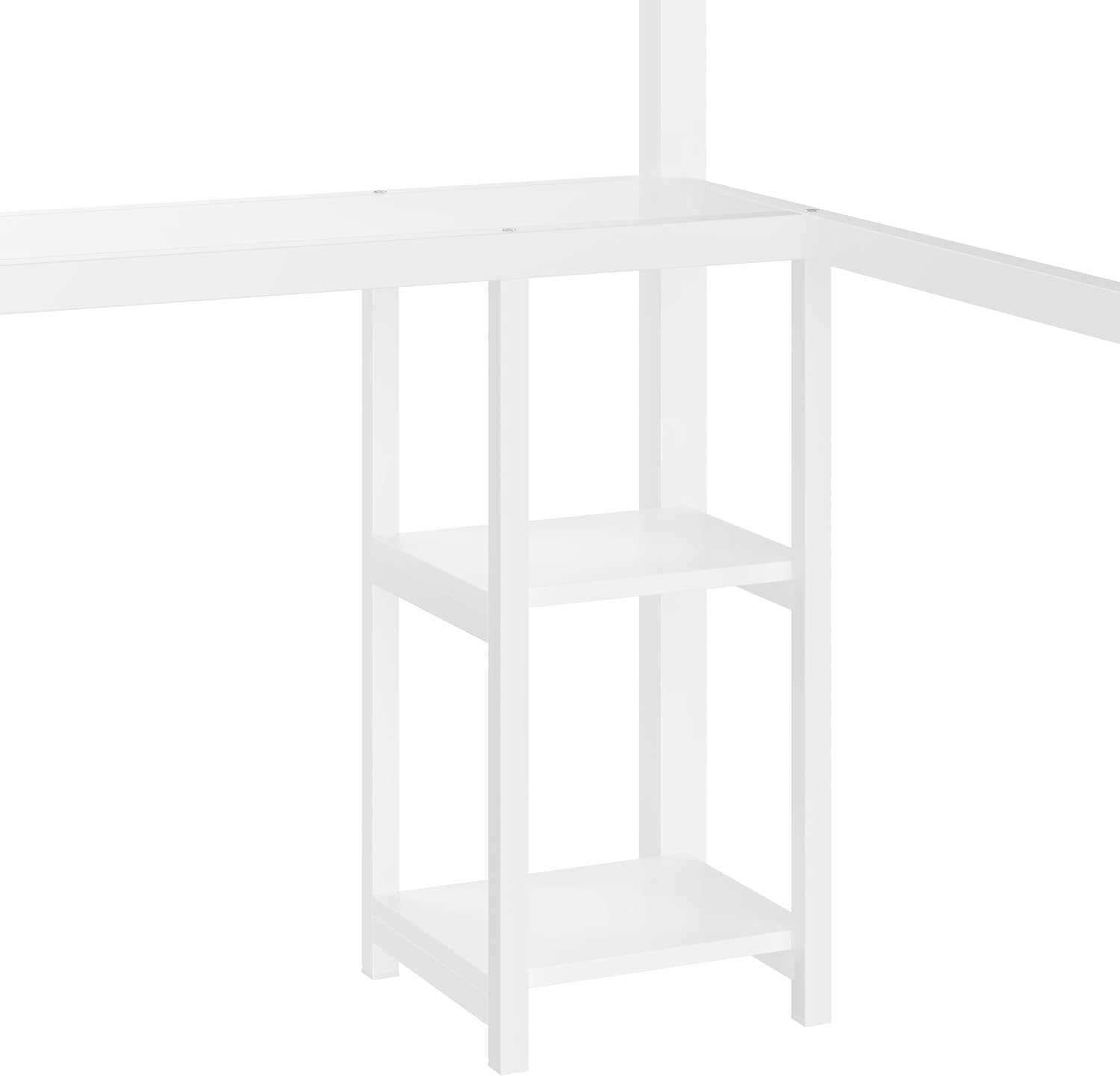Modern Queen Size Metal Loft Bed Frame with Built-in Wardrobe,Desk and Storage Shelves, for Kids Teens Adults Bedroom Use (White#o, Queen)