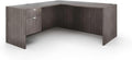 L Shape Office Desk with One Hanging Pedestal in Artisan Gray