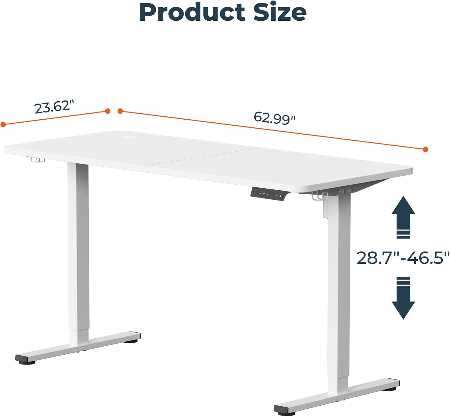 AdjustableStanding Desk 63 x 24 Inch Home Office Desk with Memory Preset, Computer Workstation Splice White Top Frame
