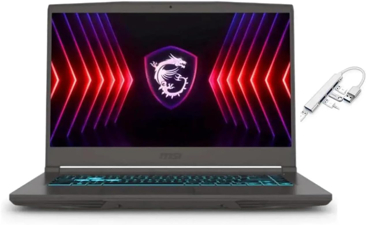 msi Thin 15.6 inch FHD 144Hz Gaming Laptop|Intel Core i5-13420H|NVIDIA GeForce RTX 4050 6GB|Backlit| 16GB RAM | 1024GB SSD |Windows 11 Home |Bundle with USB 3.0 Hub